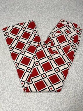 Women’s Sz 0 Loudmouth Golf Pants Red White Danger Pattern Groovy Bell Bottoms